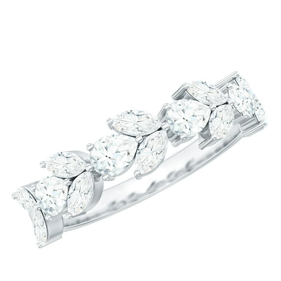 Half Eternity Ring with Moissanite for Women - 1.25 CT - D-VS1 Grade Certified, 10K White Gold, US 12.25