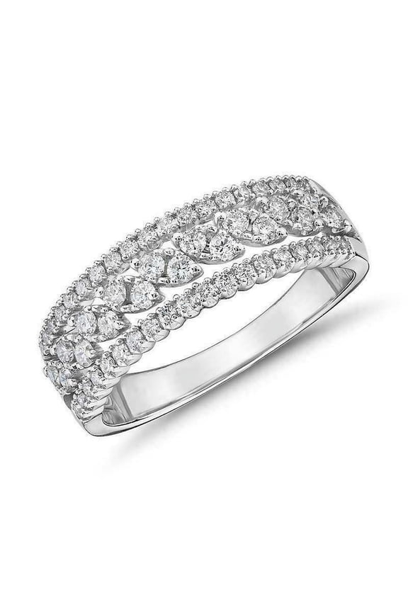 Half Eternity Stackable Elegant Anniversary Ring For Women's Gift 1.8 Ct Diamond 14K White Gold Over