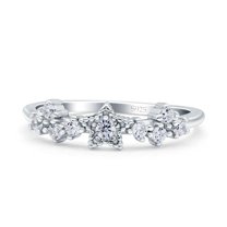 Half Eternity Style Wedding Ring Star Design Simulated Cubic Zirconia 925 Sterling Silver size 5