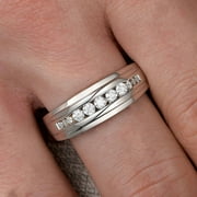 SUNNAH STYLES JEWELRY Half Eternity Wedding Band Ring For Men's 14K White Gold Plated 2.10Ct Lab Created Diamond