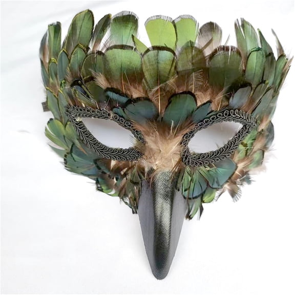 Half Face Bird Mask,Realistic Feather Birds Beak Mask Headgear Costume for Halloween Christmas Role-Play Jungle Party,Funny Owl Masks