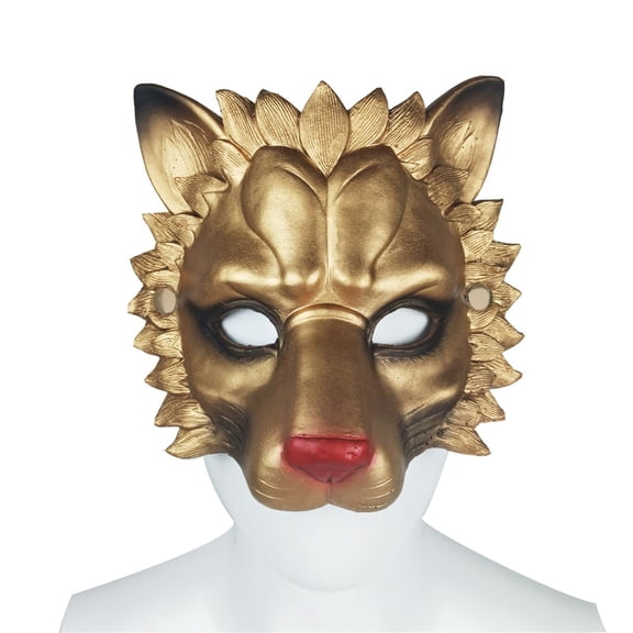 Half Face Lion Mask,Realistic Lion Head Mask,Funny Animal Headgear for Halloween Christmas Role-Play Party