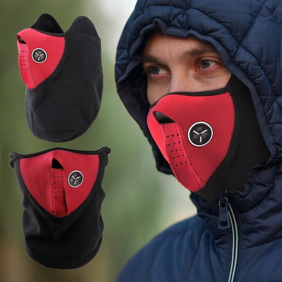 TeqHome Half Face Mask 90% Poly Fleece Thermal Windproof Dustproof Neck Warmer for Winter Cycling Red