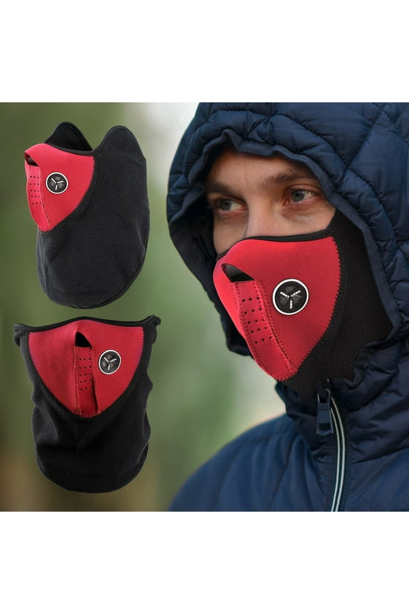 Half Face Mask, TeqHome Breathable Warm and Windproof Dustproof 90% Poly Fleece Thermal Face Mask, Cycling Motorcycle Neck Warmer Hood Winter Gear for Men Women Red