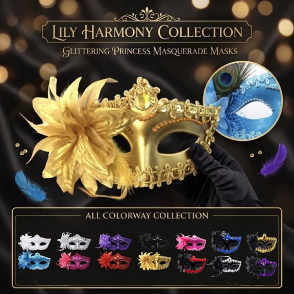 Half Face Party Mask, Masquerade Mask, Mask, Mardi Gras Mask, Mask, Elegant Black Masquerade Mask with Side Floral Decoration, Rhinestone Detail, Classic Design for Halloween