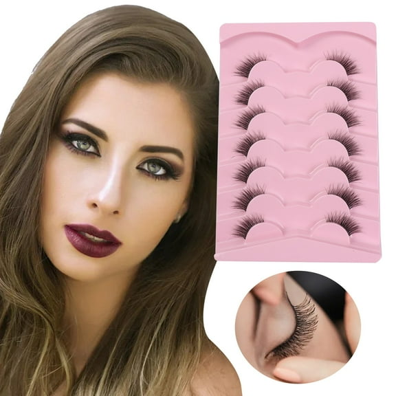 Half False Eyelashes Cat Eye Transparent Eye Tail Lengthened Half Eye Natural Thick Eyelashes 7 Pairs77091