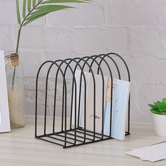 Half File Storage Stand Desktop Magazine Organsize r fresh spaper Folder Desk Bookshelf for Home Office - Wire 7 Slot File Manager for Sorting Documents Mail Notebooks