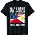 thumbnail image 1 of Half Filipino Half American Flag Heritage Philippines Roots T-Shirt mens t shirt，black，women，funny，misfits，men，journey, 1 of 4