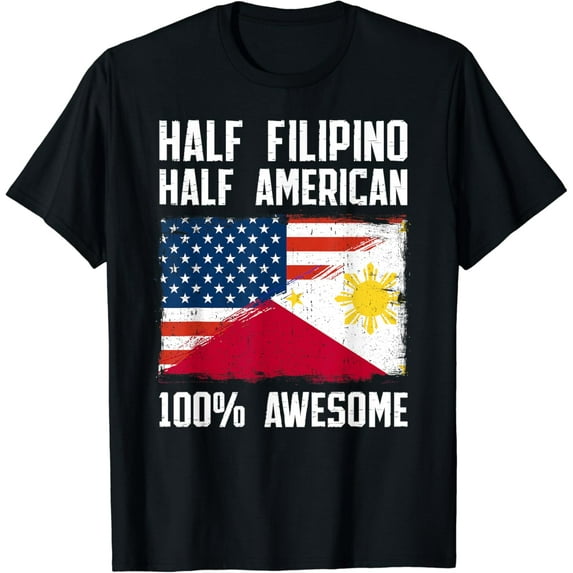 Half Filipino Half American Flag Heritage Philippines Roots T-Shirt mens t shirt，black，women，funny，misfits，men，journey