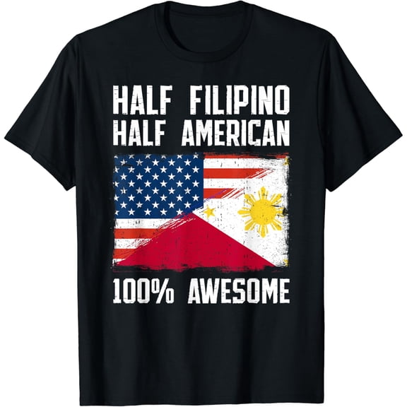 Half Filipino Half American Flag Heritage Philippines Roots T-Shirt mens t shirt,black,women,funny,misfits,men,journey