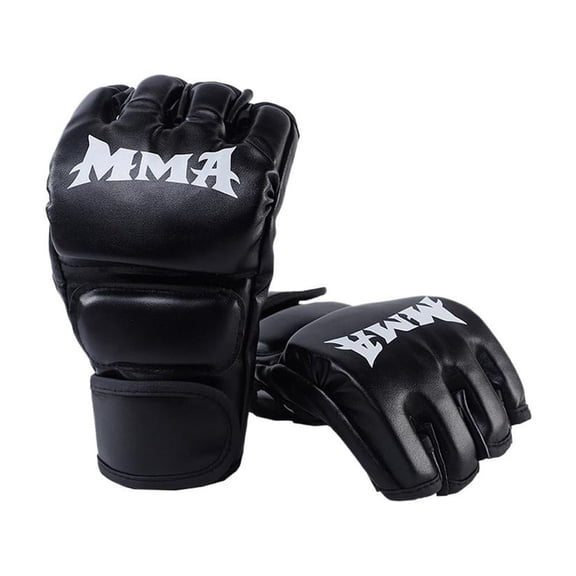 Half Finger Boxing Gloves Adjustable Wrist Support PU Leather For MMA Training