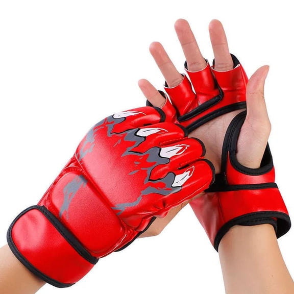 Half-Finger Boxing Gloves with Multi-Layered Foam Padding for Training and Heavy Bag Workouts, Made of Synthetic Leather