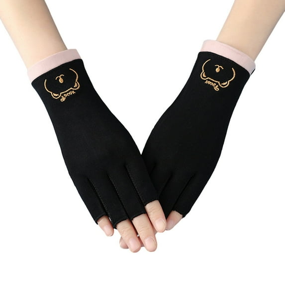 Half Finger Gloves Touchscreen Stretchy Mittens, UV Protection Fingerless Gloves in Common Size for Men and Women
