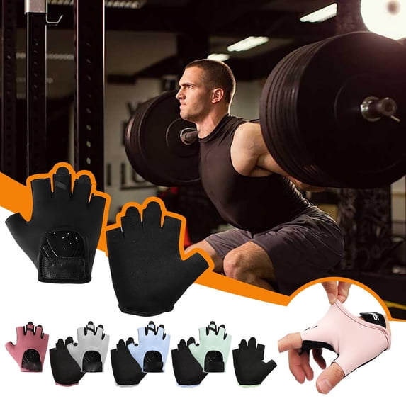 Half Finger Non-Slip Sports Gloves - Breathable Workout Gloves for Cycling, & - Durable Palm Protection with Adjustable Wrist Strap - Ergonomic Design for Men & Women - 1 Pair