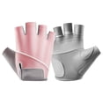 thumbnail image 1 of Half Finger Sports Gloves Polyester Unisex Anti Slip Breathable Sun Protection Cycling Gloves for Workout Motorcycle Gym Pink L, 1 of 5
