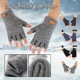 thumbnail image 1 of Half Finger Warm Knit Gloves Thickened Open Finger Outdoor Jacquard Design, 1 of 4