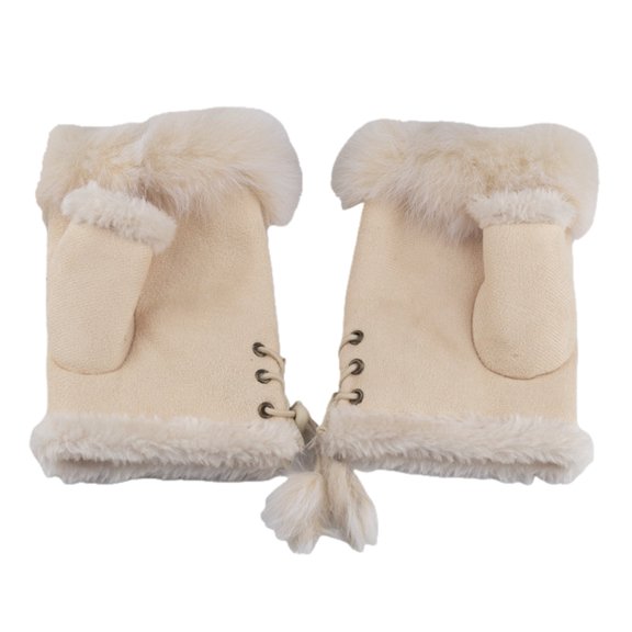 Half Finger Winter Gloves, Suede, for Women, Keyboard & Touchscreen, Warm