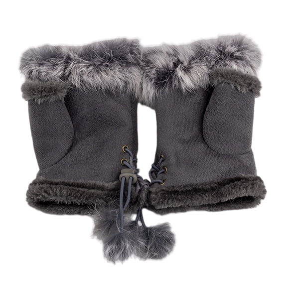 Half Finger Winter Gloves, Suede, for Women, Keyboard & Touchscreen, Warm