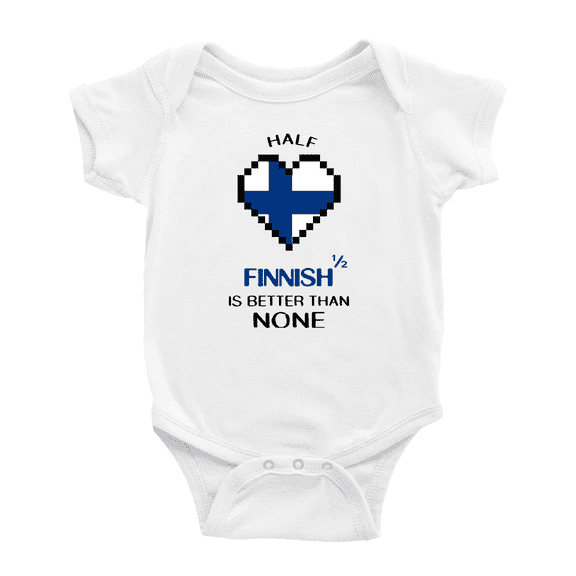 Half Finnish Is Better Than None Baby Romper Bodysuit For Boy Girl (White, 18-24 Months)