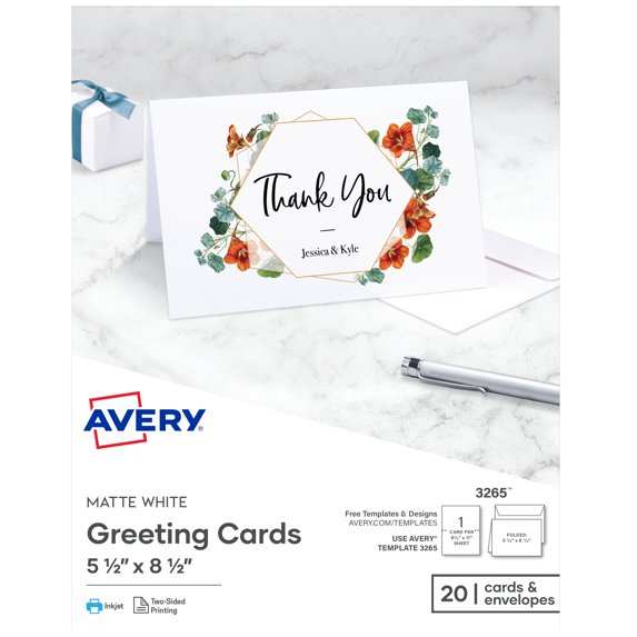 Half-Fold Greeting Cards With Matching Envelopes, Inkjet, 85 Lb, 5.5 X 8.5, Matte White, 1 Card/sheet, 20 Sheets/box | Bundle of 5