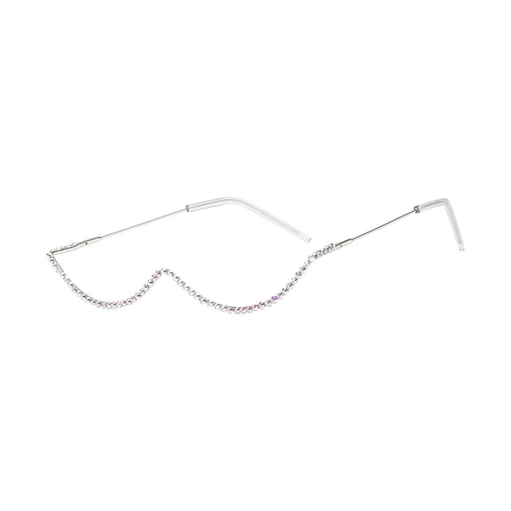 Half Frame Glasses without Lens Metal Half Frame for Stage Performance Women Frames Diamond