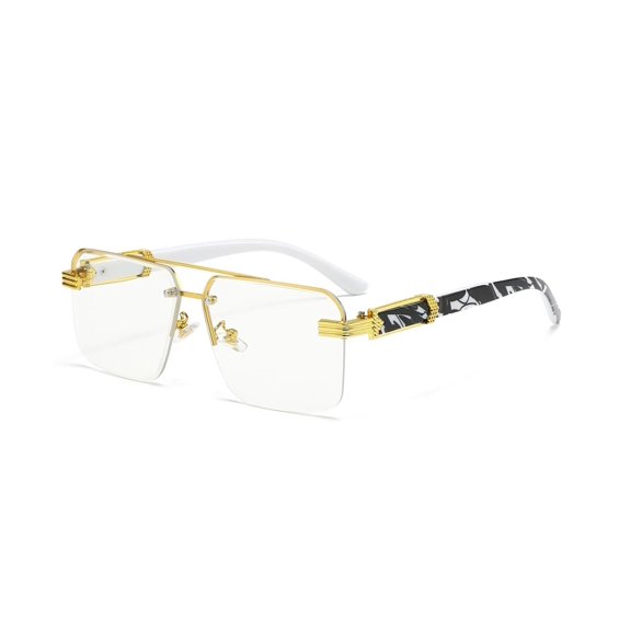 Half Frame Large Frame Diamond Mirror Sunglasses Unisex For Men And Women Fashion Eyewear