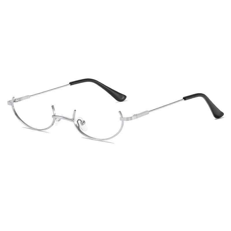 Half Frame Metal Spectacle Frame Lensless Anime Style Fashion Half ...
