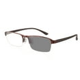 thumbnail image 1 of Half Frame PHOTOCHROMIC Rectangle Brown Reading Glasses 3.50 for Men, Half Rimless Presbyopic Glasses Outdoor Metal Sunglasses Readers +3.50 UV, 1 of 6