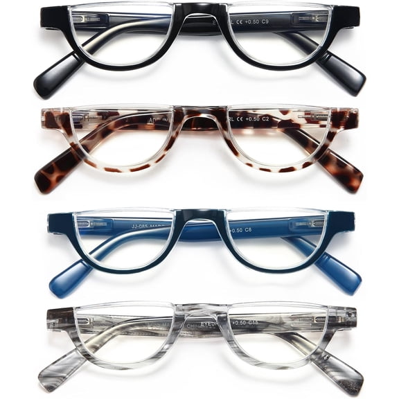 Half Frame Reading Glasses for Women-4 Blue Light Glasses Fashion Computer Readers for Women Anti UV Ray Eyeglasses with Spring Hinges,1.5