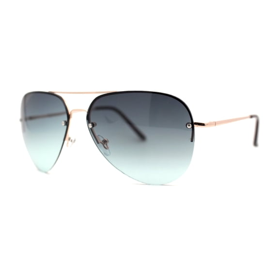 Half Frame Rimless Classic Air Force Officer Fashion Sunglasses Gold Black Green