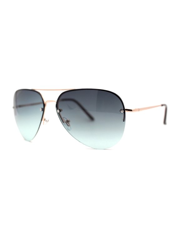 Half Frame Rimless Classic Air Force Officer Fashion Sunglasses Gold Black Green