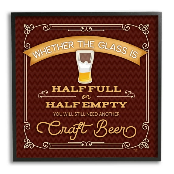 Half Full Or Empty Craft Beer Food & Beverage Graphic Art Black Framed Art Print Wall Art