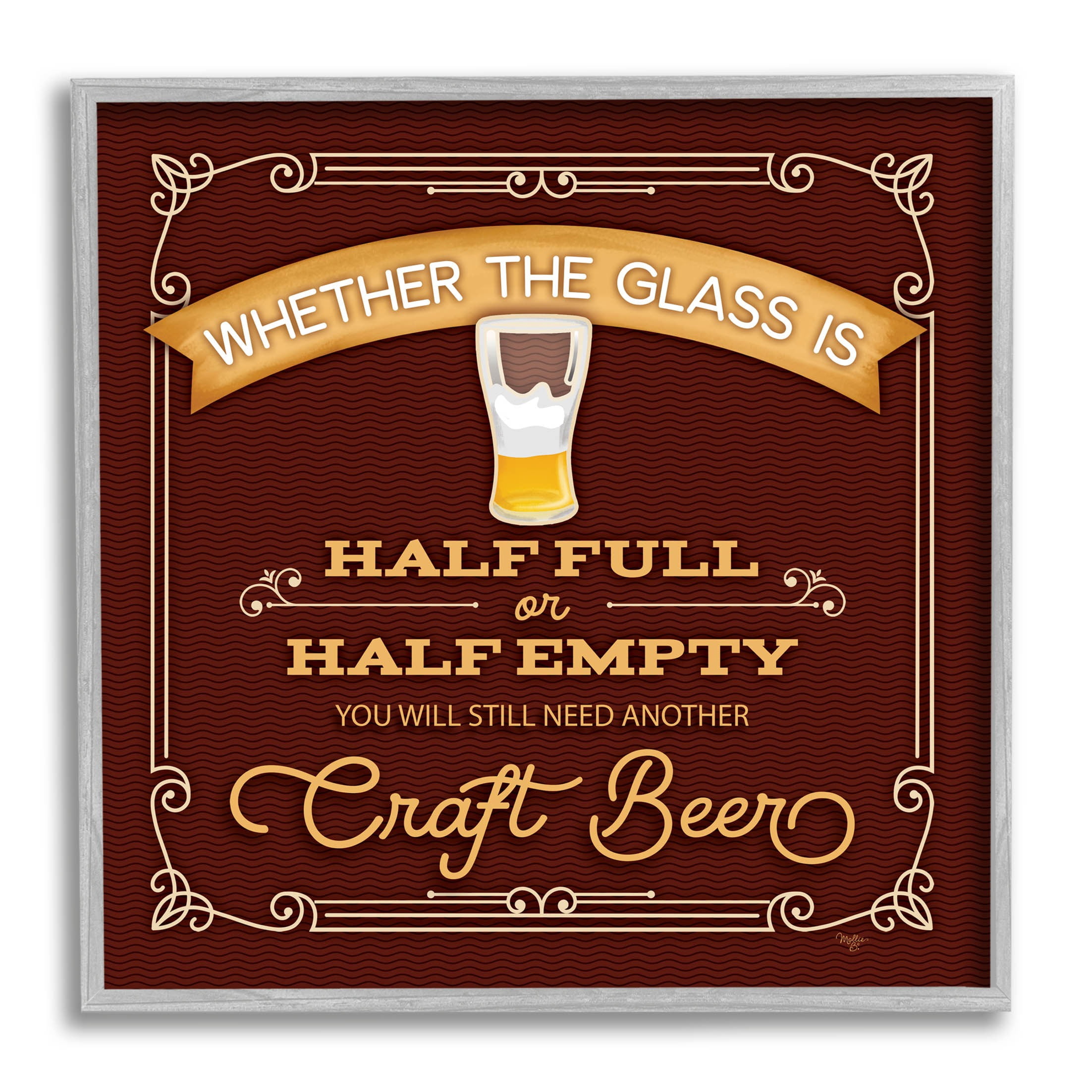 Half Full Or Empty Craft Beer Food & Beverage Graphic Art Gray Framed Art Print Wall Art