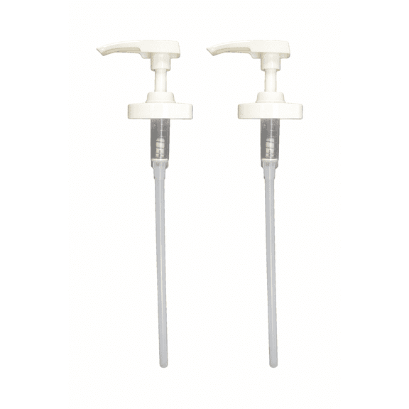 Half Gallon Bottle Pump Dispenser 2-Pack Fits 64 oz Bottles, Reusable Plastic Pumps with Locking Nozzle for Sauces, Syrups & Bulk Liquids
