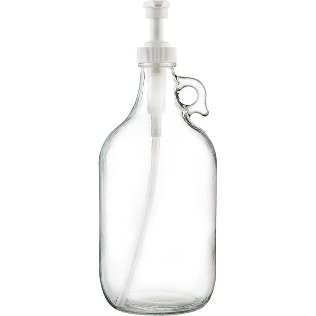 Half Gallon Glass Pump Dispenser Bottle, Large Jug with Pump for ...