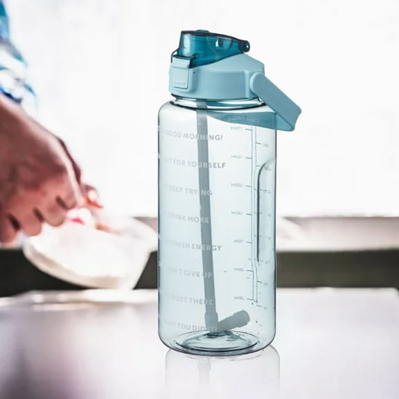 Half Gallon Water Bottle with Sleeve, 64OZ Motivational Water Bottle with Straw & Time Marker, BPA Free Leakproof Large Sports Water Bottle, Reusable Water Jug for Workout Gym Sport(Green)