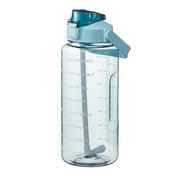 Half Gallon Water Bottle with Sleeve-64oz Motivational Water Jug with Straw,Time Marker,Handle,Frosted Design,BPA Free & Leakproof for Sports,Gym,and Outdoor Adventures