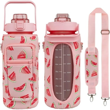 Half Gallon Water Bottle with Sleeve BPA Free 64 oz Water Jug with Straw and Time Marker, Motivational Gym Workout Pregnancy Water Bottles Gifts for Women
