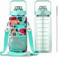thumbnail image 1 of Half Gallon Water Bottle with Sleeve, 64OZ Motivational Water Bottle with Straw & Time Marker, BPA Free Leakproof Gym for Sport Workout, 1 of 9