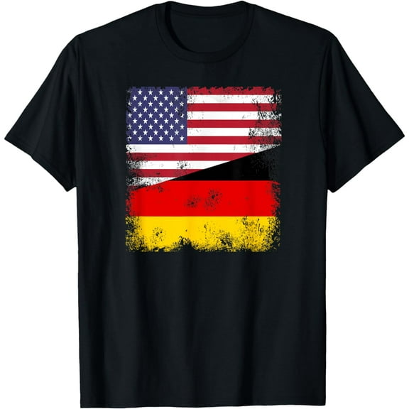 Half German Flag | Vintage Germany USA, Gift T-Shirt mens t SAhirt men，black，women，misfits，journey ，boys