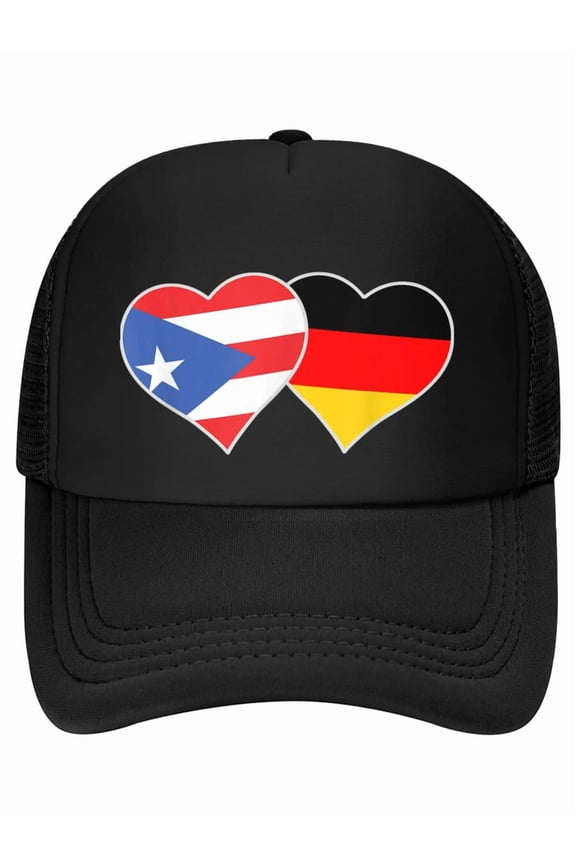 Half German Half Puerto Rican Flag Heart Puerto Rico Germany Baseball Cap