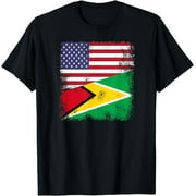Half Guyanese Flag T-Shirt | Vintage Guyana USA Gift