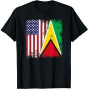 Half Guyanese Flag | Vintage Guyana USA Gift T-Shirt
