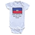 thumbnail image 1 of Half Haitian Is Better Than None Funny Haiti Flag Baby Bodysuit, 3-6 Months White, 1 of 2