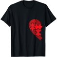 thumbnail image 1 of Half Heart Left Hand Side Love Couple Camisa Pareja Ropa T-ShirtMen and women, Black T-shirt, size: Extra large, 1 of 4