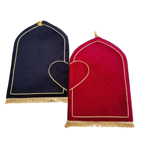 Half Heart Pattern Thick Flannel Muslims Mats Pack of 2 Couple Rugs Carpets for Living Room and Bedroom Decors