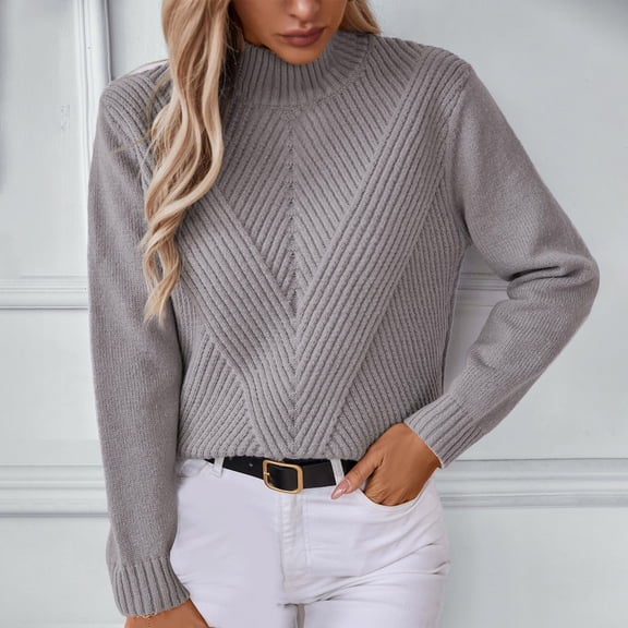Half High Necked Pullover Ladies Sweater Autumn And Winter New Casual Border Long Sleeved Sweater Wool Pullover Men Sweaters for Work Banana Snap Front Cardigan Tall Size Sweaters Women Sweaters