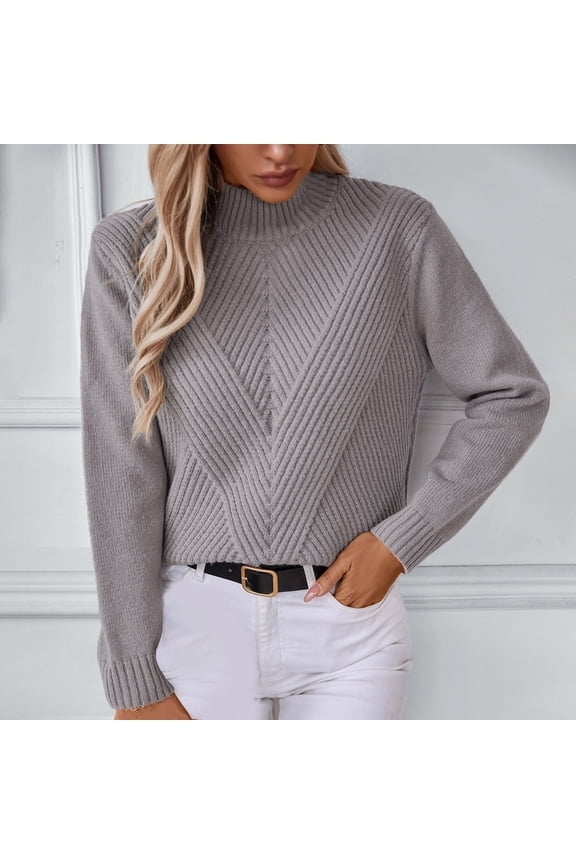Half High Necked Pullover Ladies Sweater Autumn And Winter New Casual Border Long Sleeved Sweater Wool Pullover Men Sweaters for Work Banana Snap Front Cardigan Tall Size Sweaters Women Sweaters