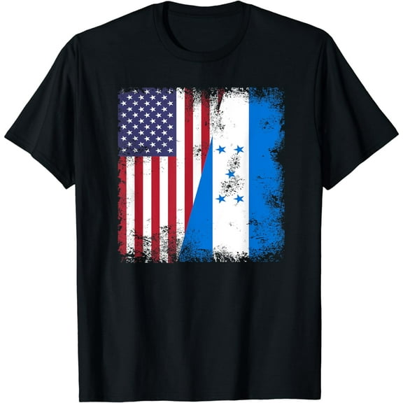 Half Honduran Flag | Vintage Honduras USA Gift T-Shirt