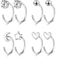 thumbnail image 1 of Half Hoop Earrings 925 Sterling Silver Tiny Huggie Hoop Small Comfy Half Hoop C Hoop Earrings For Women[Z8008], 1 of 2